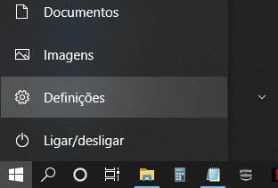 windows 10 definiçoes barra iniciar
