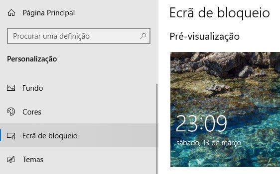 Ecra de bloqueio screensaver windows 10