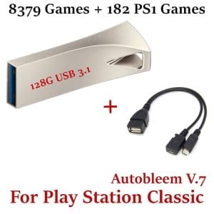 Pen USB 128 gb Playstation Classic 8379 jogos + 182 jogos PS1
