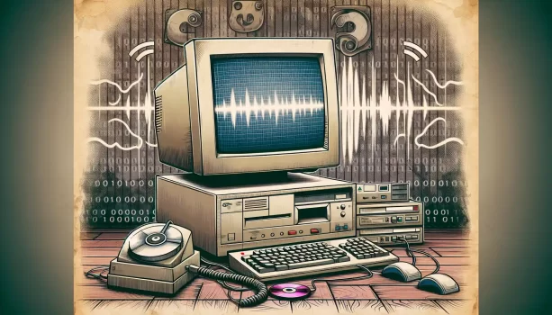 Onde é que podes encontrar online gravações de som de internet dial-up vintage?